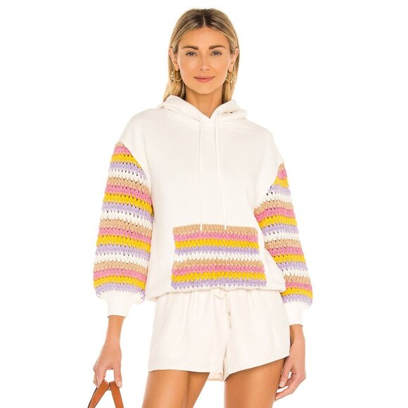 Alice + Olivia Pocket Hoodie Pullover Ivory Multicolor Small - Picture 5 of 16